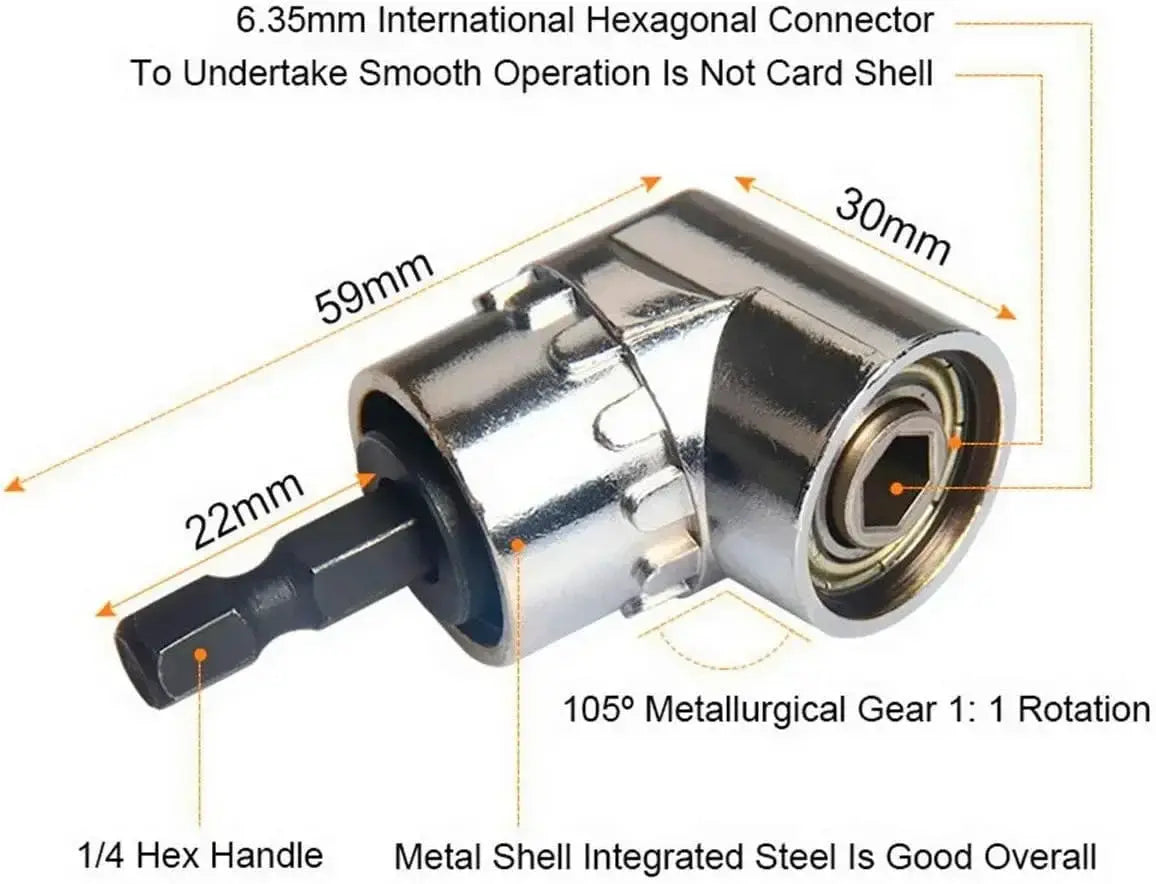 105 Degree Angle Screwdriver Socket Holder Adapter With Hex Bit For Tight Spaces And Adjustable Drill Bit Angles