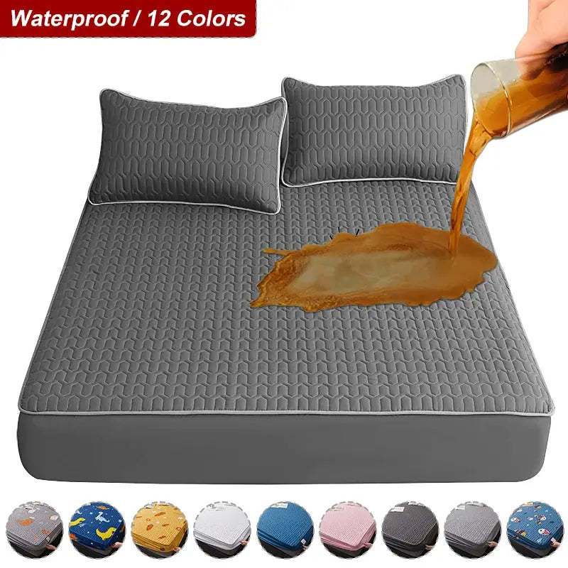 Simples Market waterproof thickened latex quilted mattress cover protector, gray, fits 150/160/180x200 cm