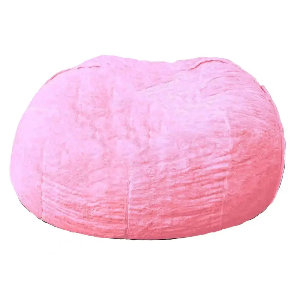 Giant pink plush bean bag chair for relaxing lounge floor seating