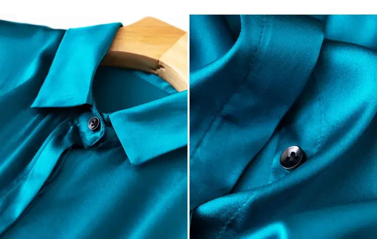 Tajiyane Women's Mulberry Silk Blend Long Sleeve Office Blouse