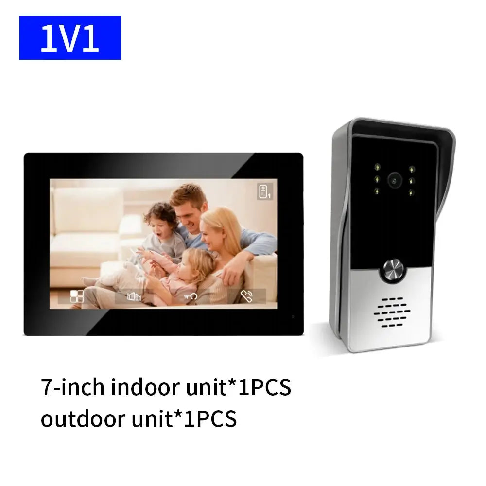 Simples Market 7-inch indoor video intercom monitor with silver outdoor doorphone kit (1 indoor + 1 outdoor unit)
