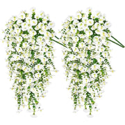 75cm White Artificial Morning Glory Wall Hanging Vines With Eucalyptus Silk Flowers For Home Or Garden Decor