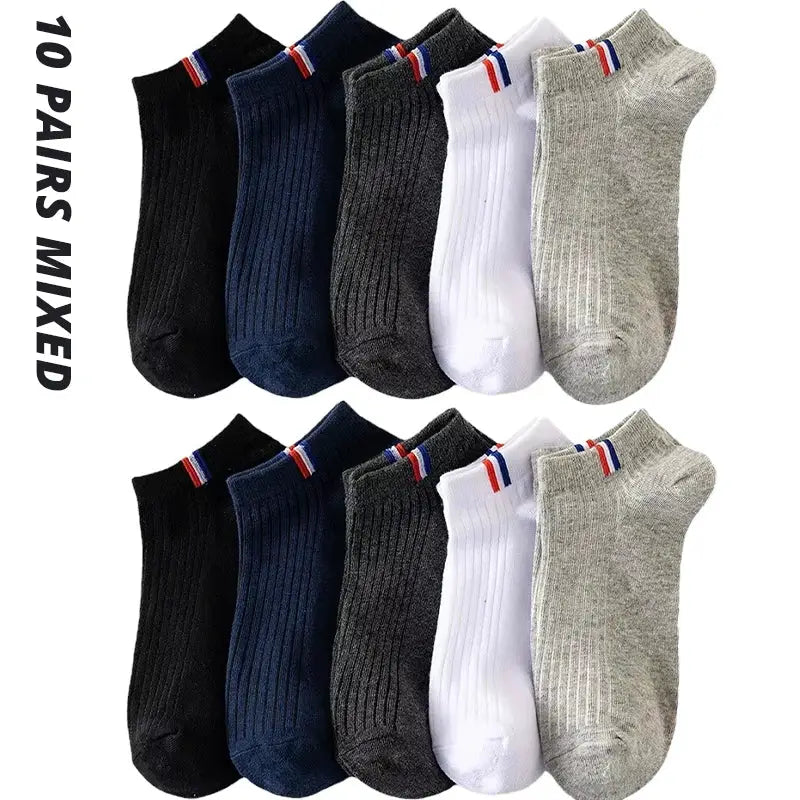 Mens Thin Summer Boat Socks Pack Of 5 10 20 Pairs Breathable Sweat Absorbing Casual Plain Color
