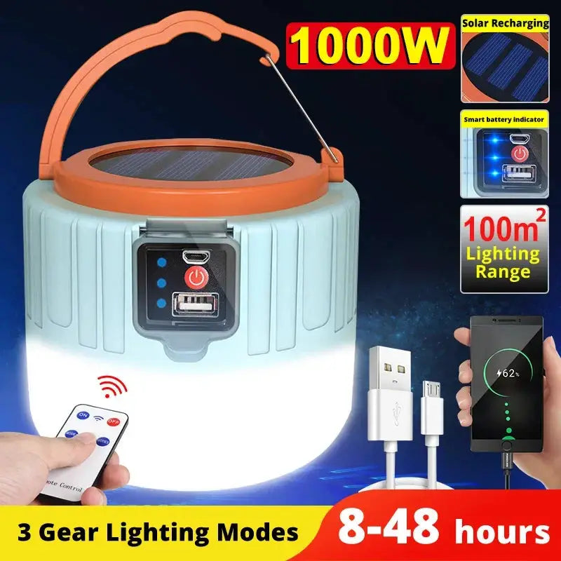 Portable Camping Light Power Bank LED Lantern Waterproof Handheld Outdoor Tent Light Rechargeable Floodlight