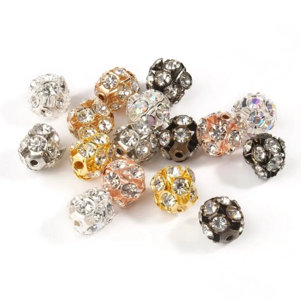 50Pcs 6mm AB Color Metal Crystal Beads Rhinestone Ball Shape Loose Beads for Jewelry Making DIY Bracelet Accessories - Simples Market