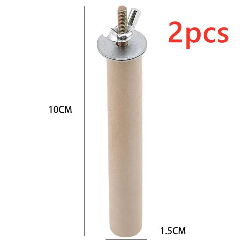 2pcs Parrot wood hanging perch stand with metal hardware, 10cm tall, 1.5cm dia, Simples Market