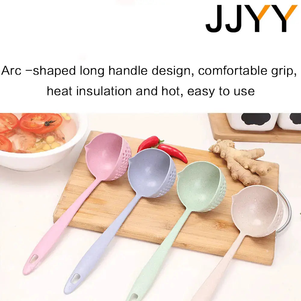 JJYY 2 In 1 Long Handle Kitchen Spoon And Colander Filter Plastic