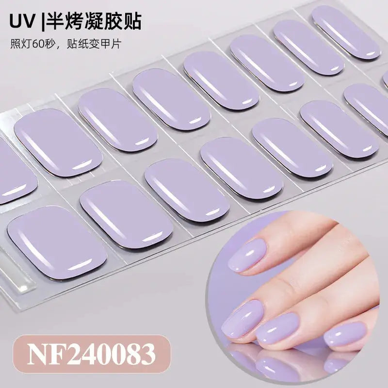 Simples Market lavender gel nail wrap set, full-cover semi-cured stickers for UV lamp, 16/20/22 tips, NF240083