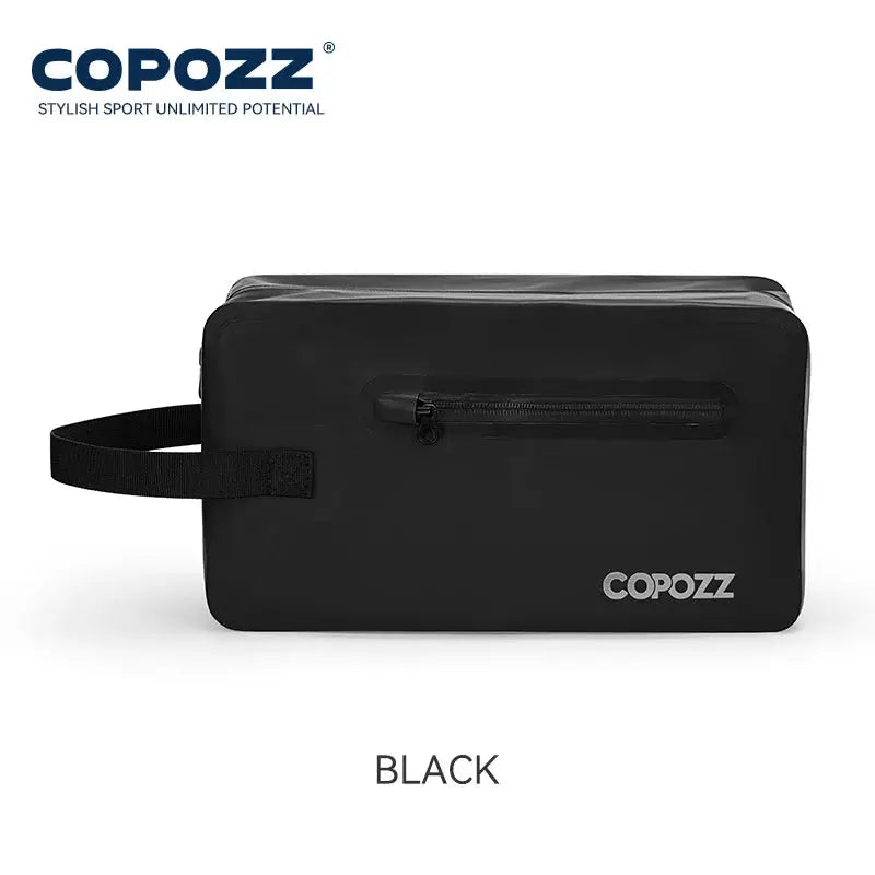 Men's gym bag by COPOZZ, black with external zip pocket and carry strap