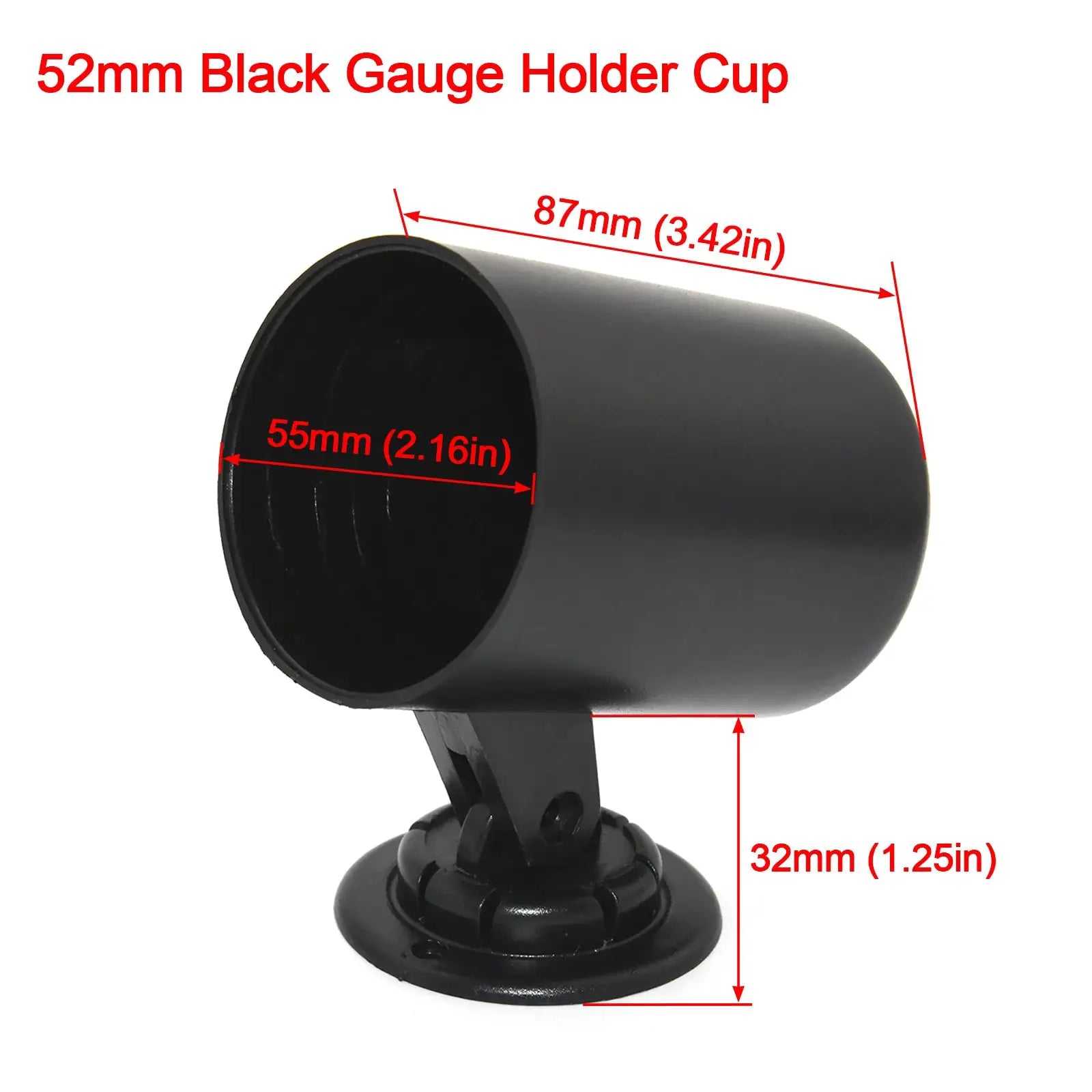 52mm black gauge holder cup with mounting arm for car gauges