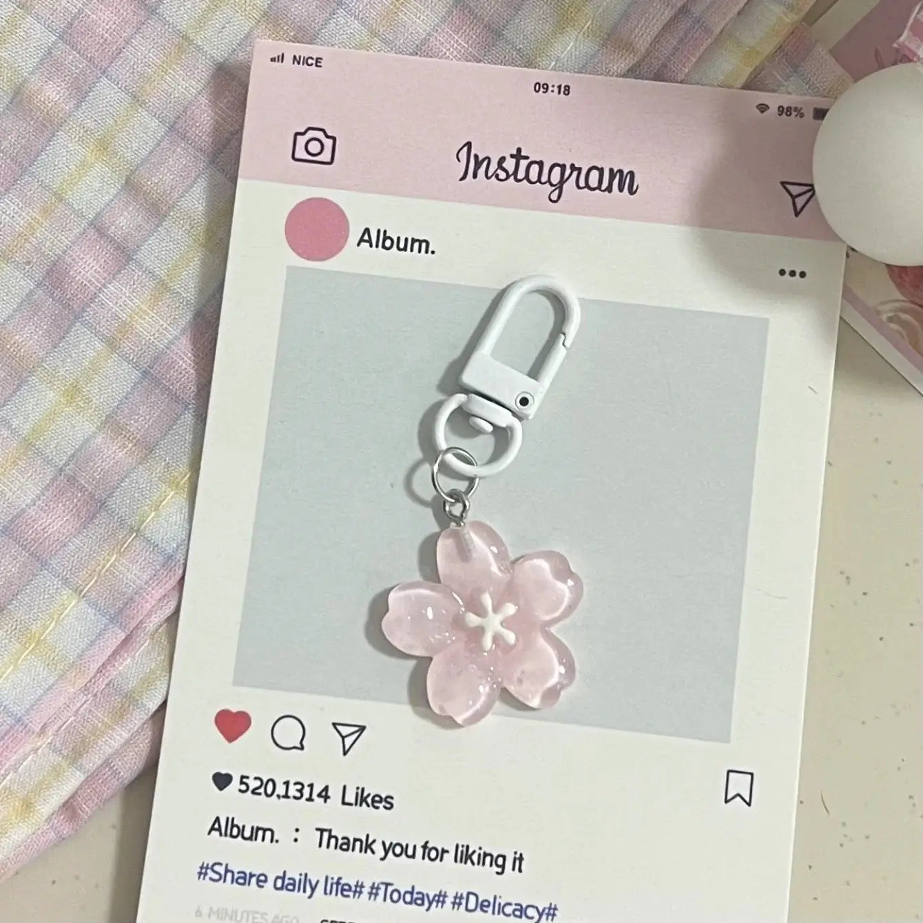 Simulated Sakura Resin Flower Pendant Keychain Cherry Blossom Translucent Accessory For Keys Bags