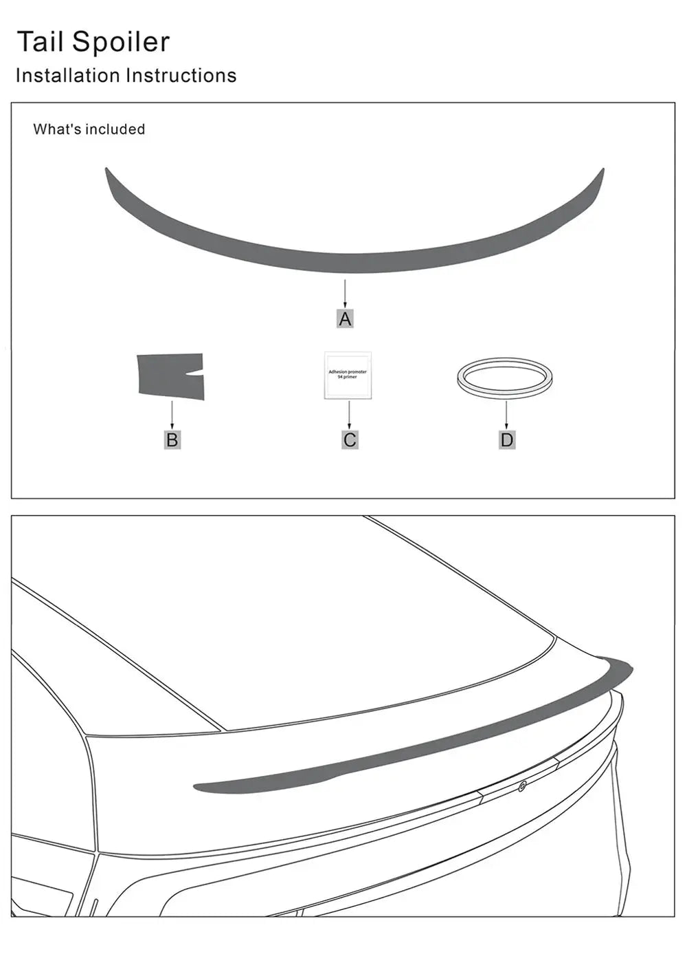 ABS carbon fiber spoiler for Tesla Model Y Juniper 2025 trunk wing installation diagram