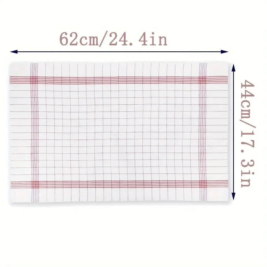 Simples Market plaid dish towel, soft large kitchen towel, red grid pattern, 62cm x 44cm