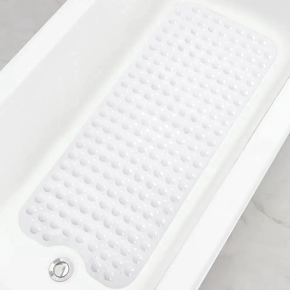 Simples Market white bathtub mat, extra-long 40 by 16 inch non-slip mat with suction cups