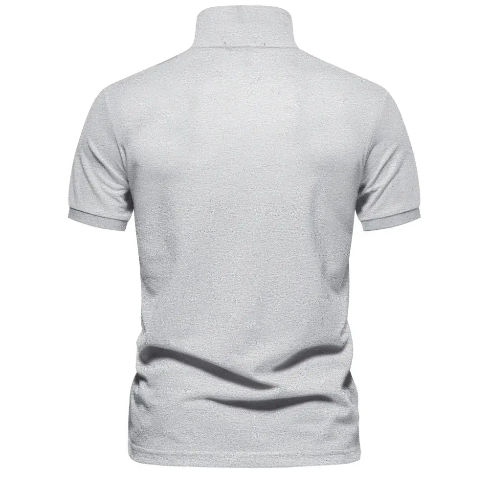Men's polo shirt, cotton, short sleeves, solid light gray