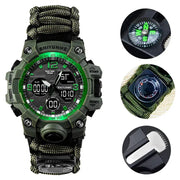 SHIYUNM men's military digital watch with compass, paracord strap and rugged waterproof multi-function