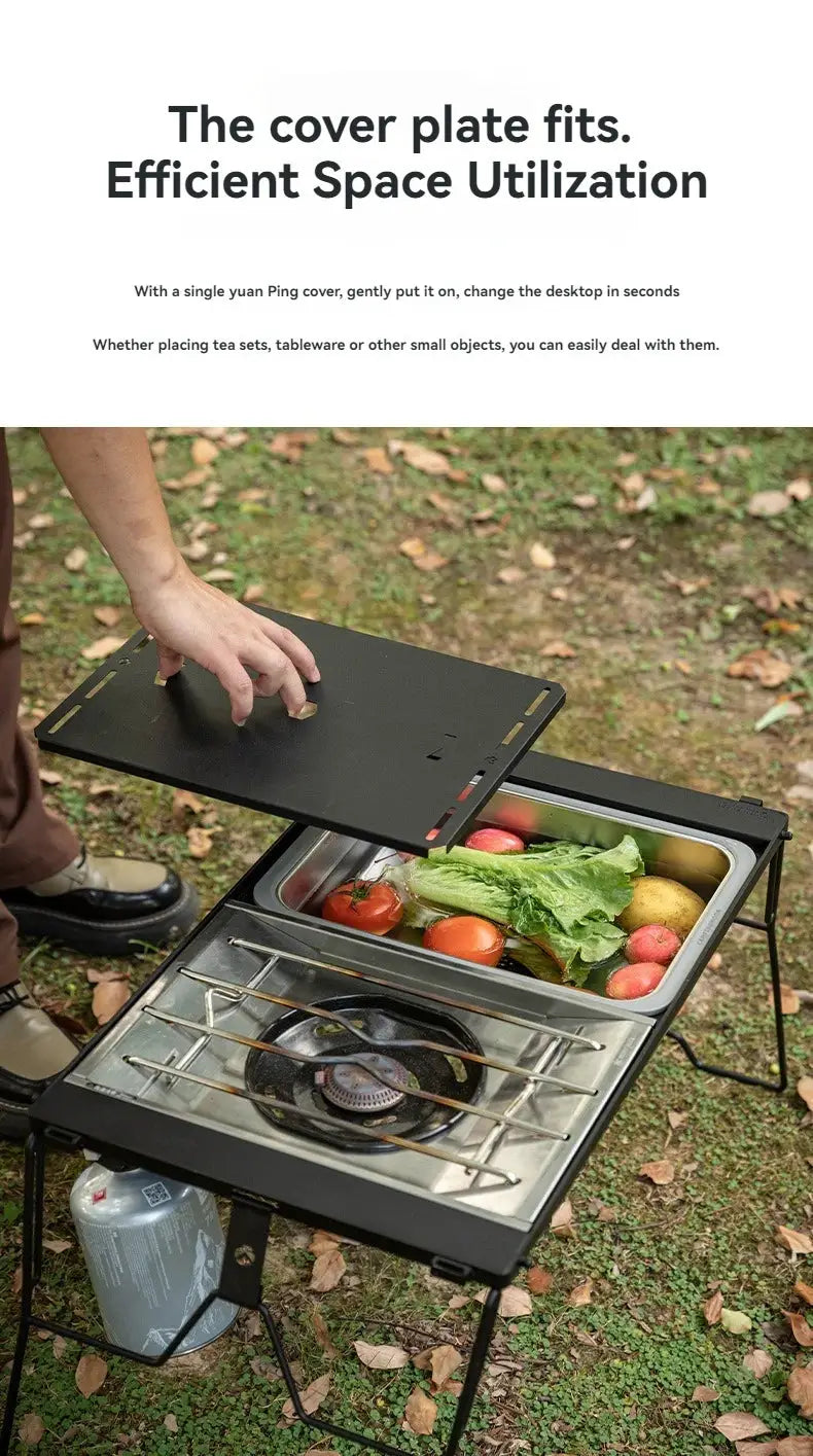 CAMPINGMOON IGT One Unit Sink by Simples Market, black-lid 304 stainless steel outdoor dishwashing sink