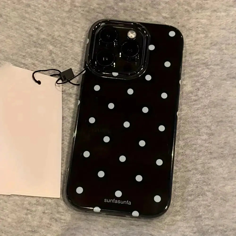 PolkaGuard Minimalist Polka Dot Case For iPhone 11 Through 17 Shockproof Silicone Back Cover