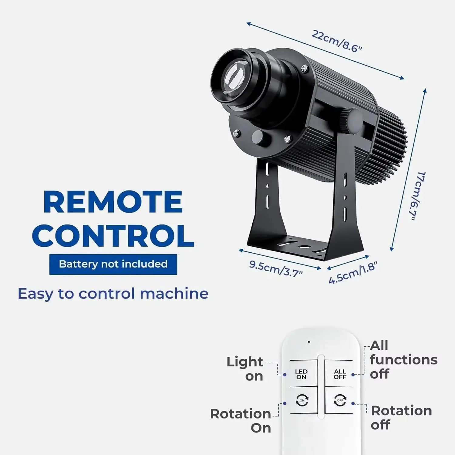 Simples Market Custom Gobo Projector Light in black, outdoor LED rotating logo spotlight with bracket