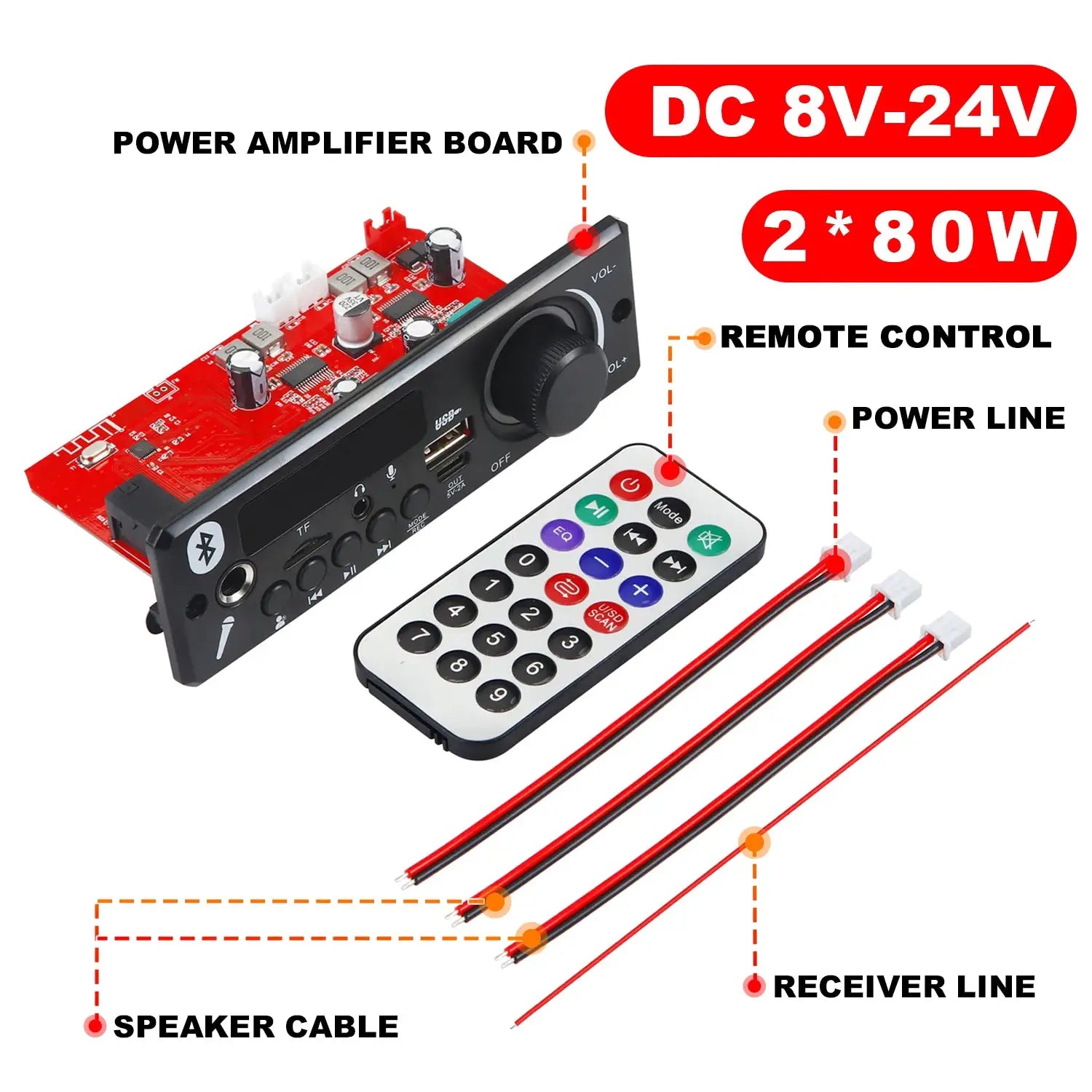 160W Bluetooth MP3 WMA APE Decoder Board Car Audio 12V USB TF FM Radio Handsfree Microphone Mp3 Player