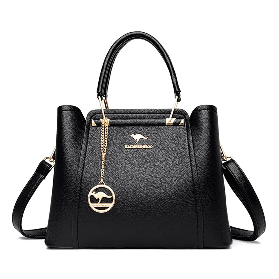 NobleGrace Soft Leather Luxury Handbag Women Triple Layer Tote Large Capacity Shoulder And Crossbody Bag