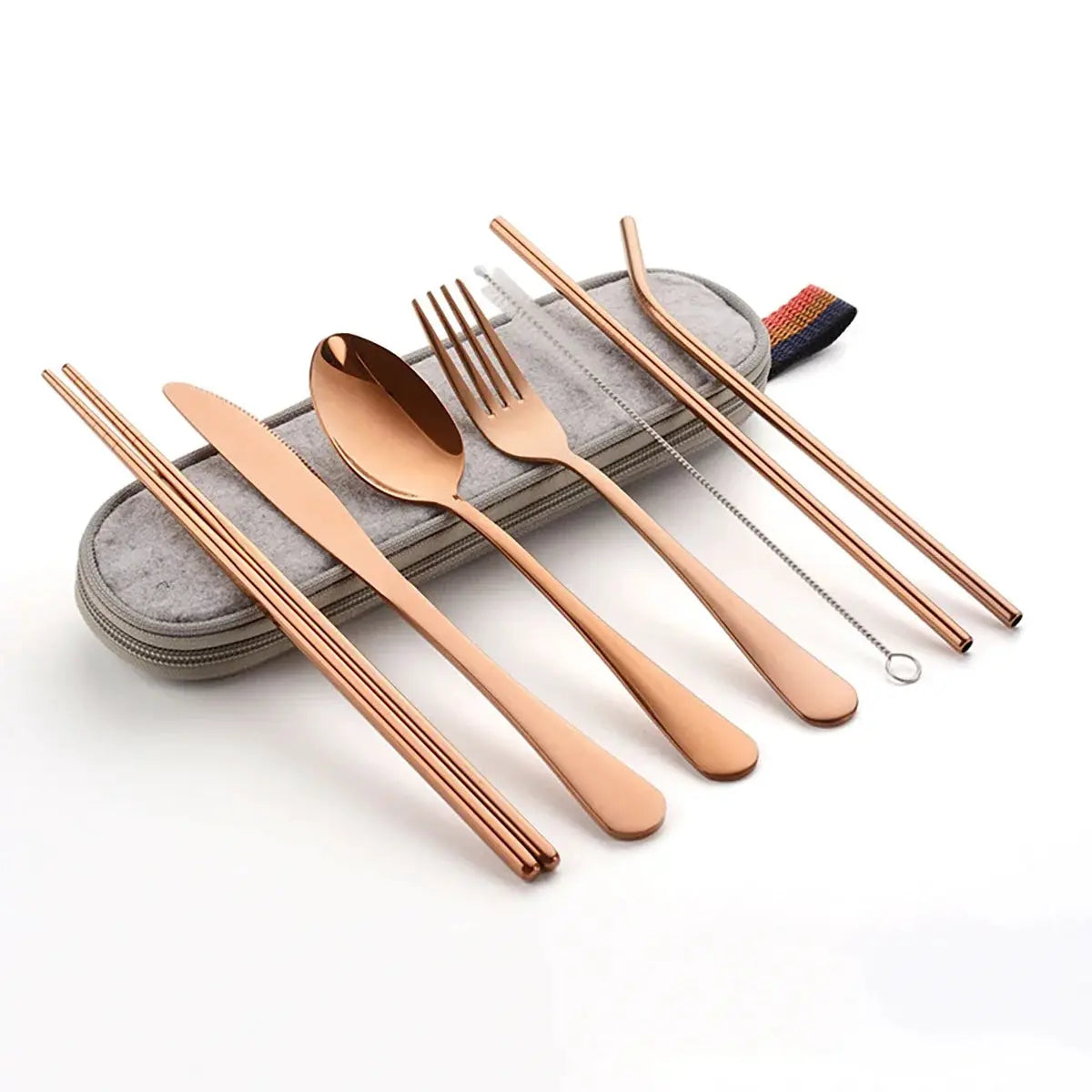 EcoNest 8 Piece Portable Tableware Set In One Box Stainless Steel Utensils For Outdoor Picnics Travel Eco Friendly