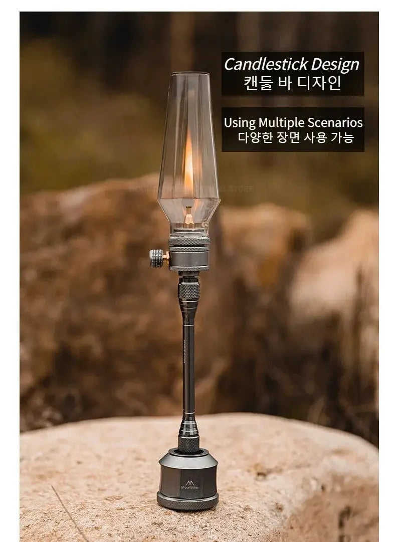 MOUNTAINHIKER outdoor gas light set with glass chimney, Simples Market camping lantern for ambient décor.