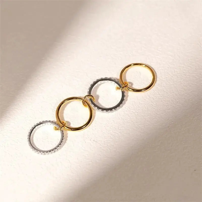 Niche Two Color Four Ring Copper Jewelry Hypoallergenic Ins Style Stacking Ring For Young Women