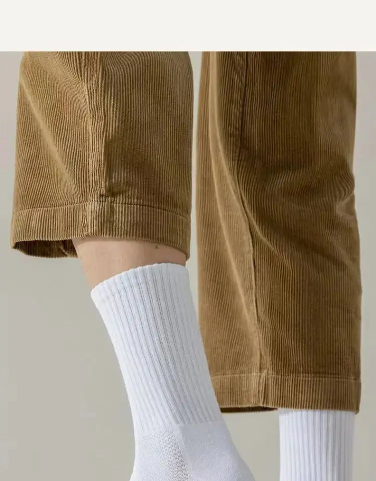 Men's White Cotton Deodorant Winter Socks 1 Pair Mid Tube With Velvet Bottom And Thickened Towel Basketball Socks