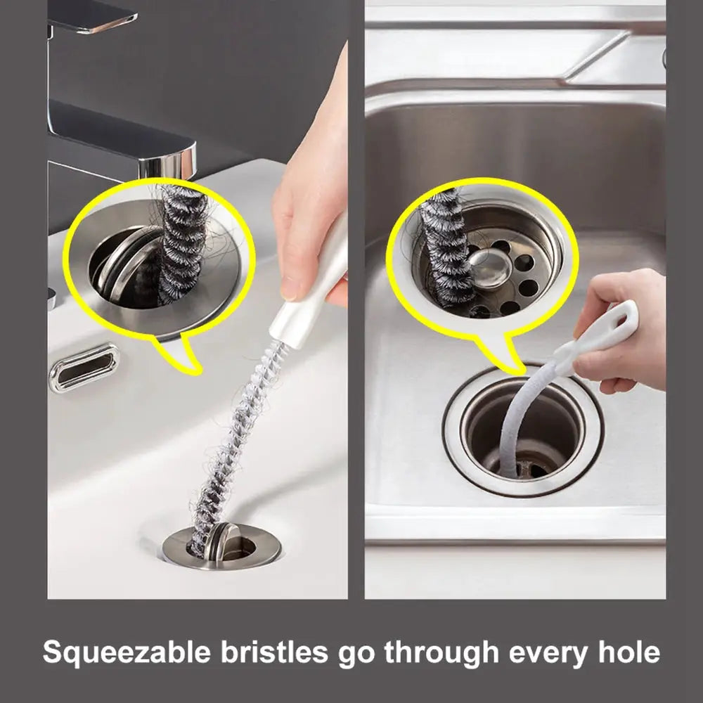 Simples Market pipe dredging brush, flexible drain cleaner with braided bristles and white handle for bathroom sinks