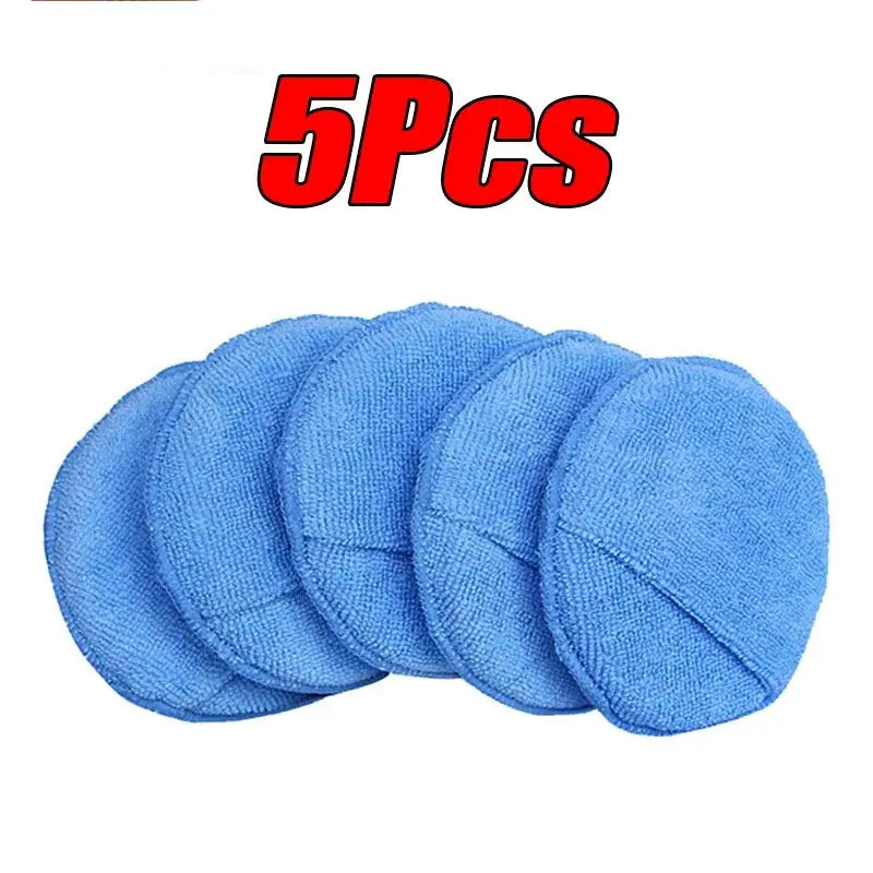 Blue microfiber round car detailing applicator pads, 5pcs set