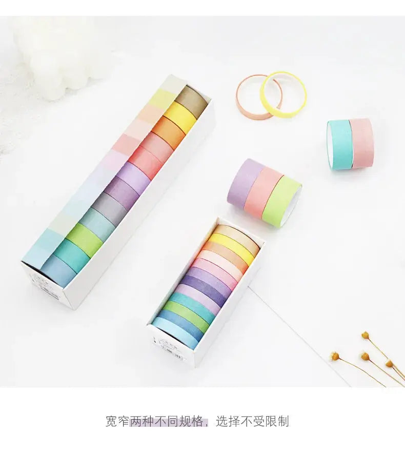 Simples Market rainbow washi tape kit, two boxes, 6/12 pcs per box, pastel masking tapes for DIY scrapbooking