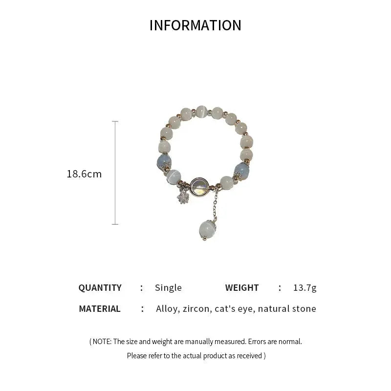 Bracelet blue-purple opal stone with moon star pendant, 18.6cm