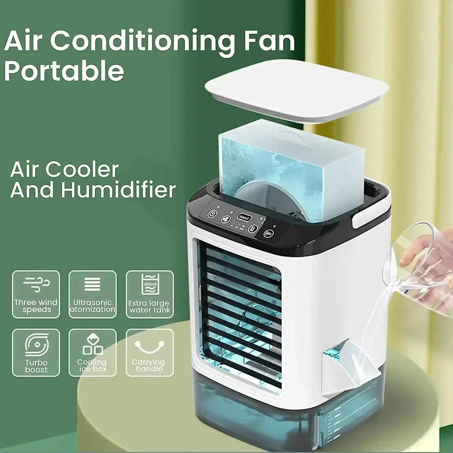 HOMEFISH desktop humidifier and air cooler; white compact USB-powered device with water tank by Simples Market.