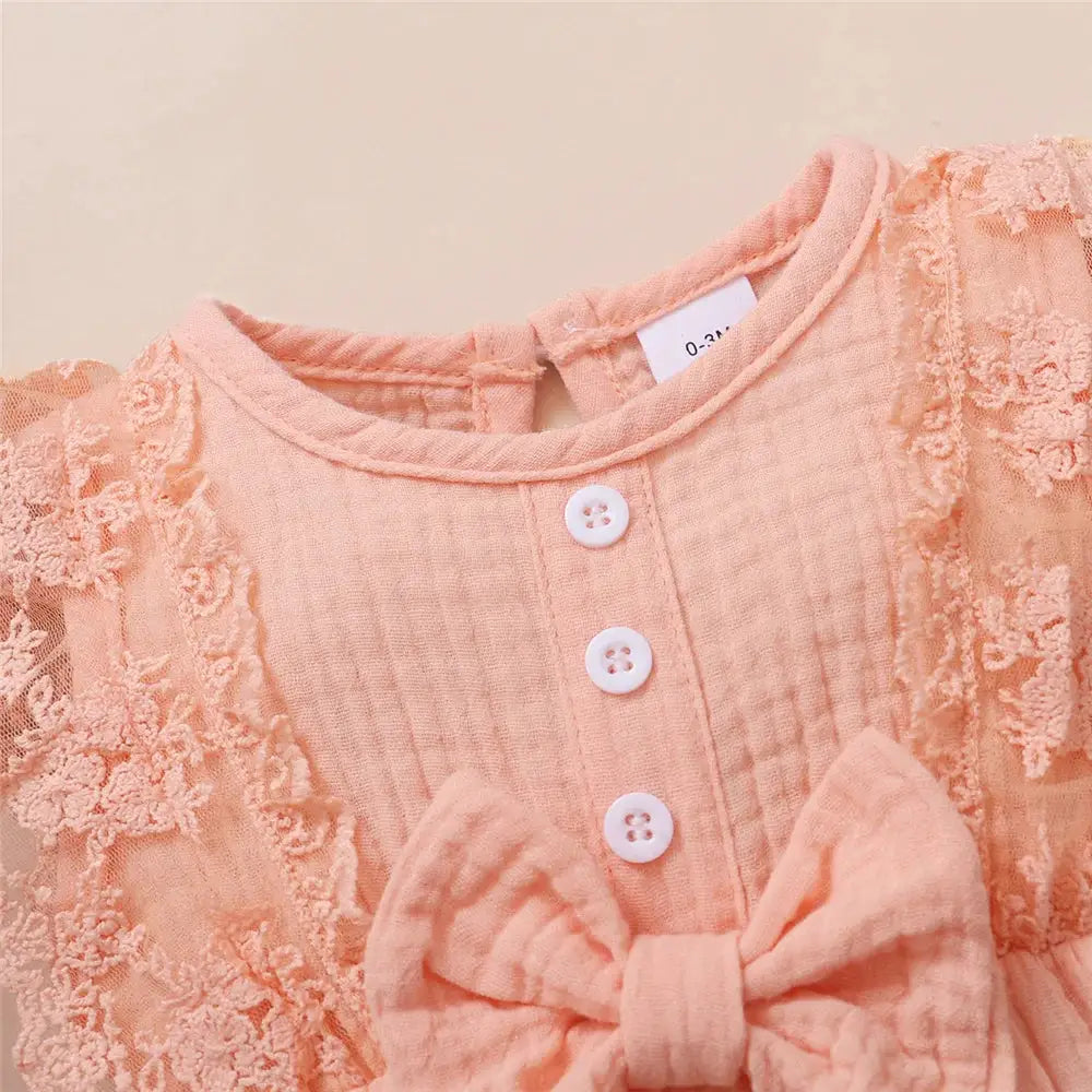 Baby Girl Sleeveless Lace Edge Romper And Headband Set For Newborn To 18 Months Summer Casual Jumpsuit