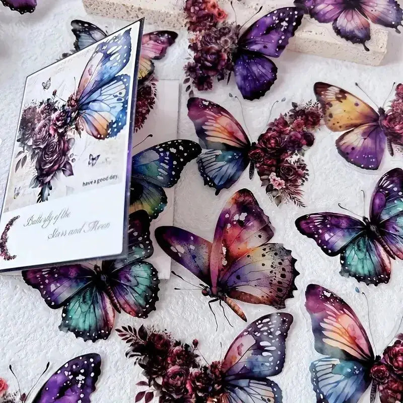 30 Pcs Butterfly and Flower Themed DIY Decorative Sticker Pack for Scrapbooks Journals Planners Labels