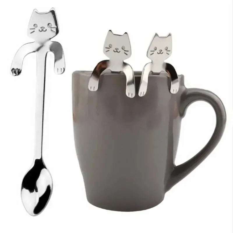 Cat Shaped Stainless Steel Coffee Spoon Purrfect Kitchen Adorable Stirring and Scooping Desserts