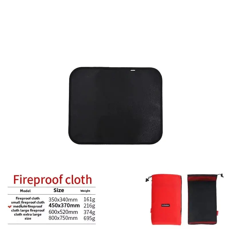Simples Market fireproof fiberglass mat for outdoor camping, black insulation mat with two red/black carry bags