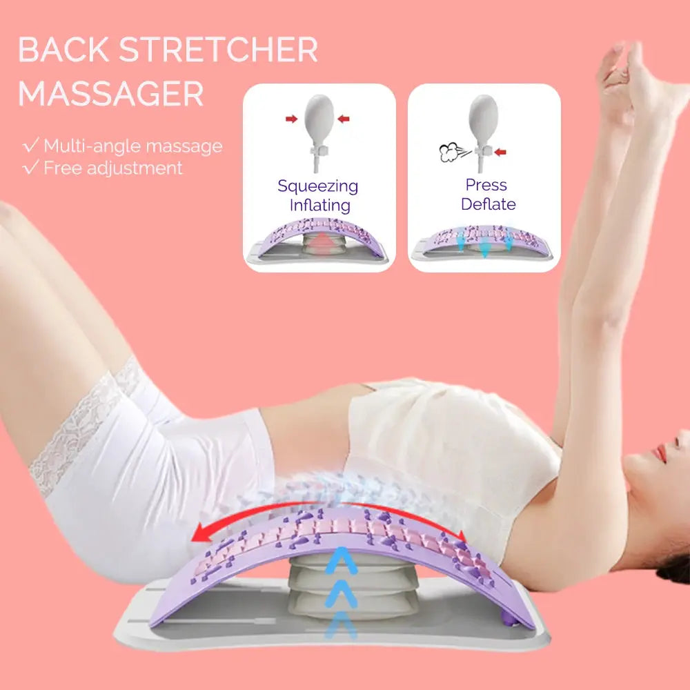 Foreverlily adjustable back massager with a purple inflatable airbag arch for neck and lumbar support by Simples Market