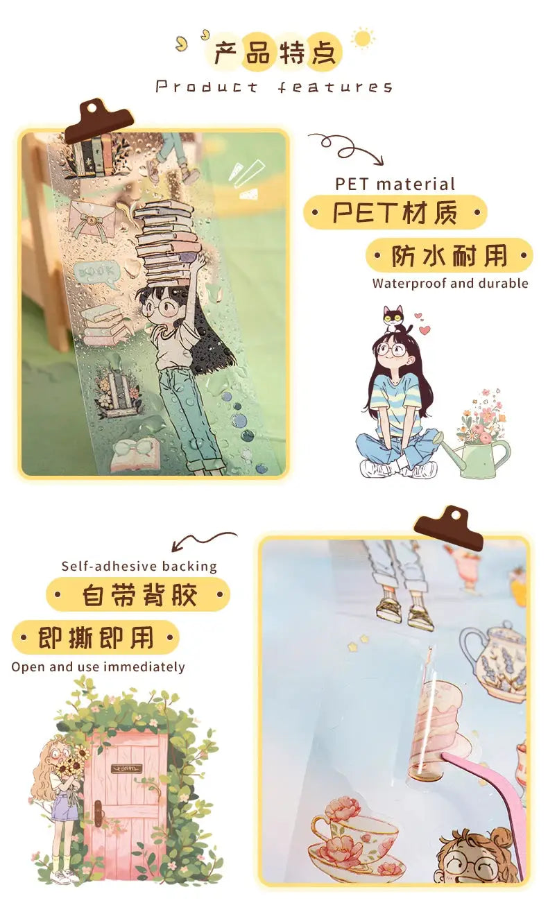 Mr Paper Washi Tape 1 roll by Simples Market, kawaii character scenery on PET, waterproof self-adhesive