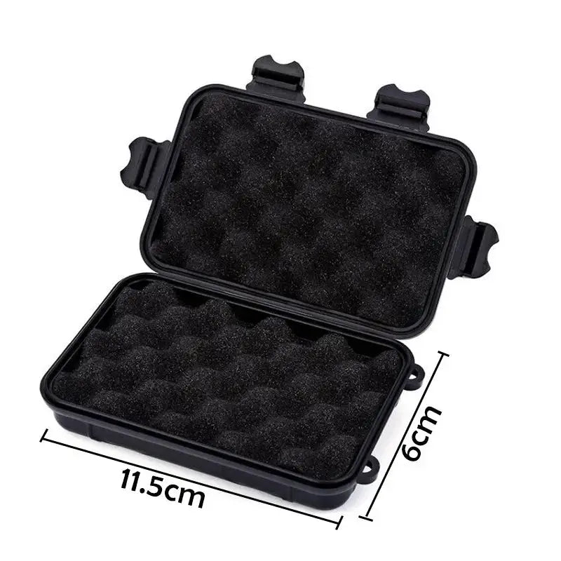 Simples Market black plastic waterproof survival box with foam insert for outdoor camping, 11.5x6 cm