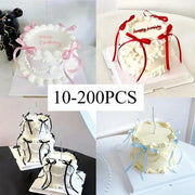 Bow Cake Toppers 10 To 50 Pcs Fabric Bowknot Ribbons For Birthday Wedding Baby Shower Party Decorations Dessert Picks