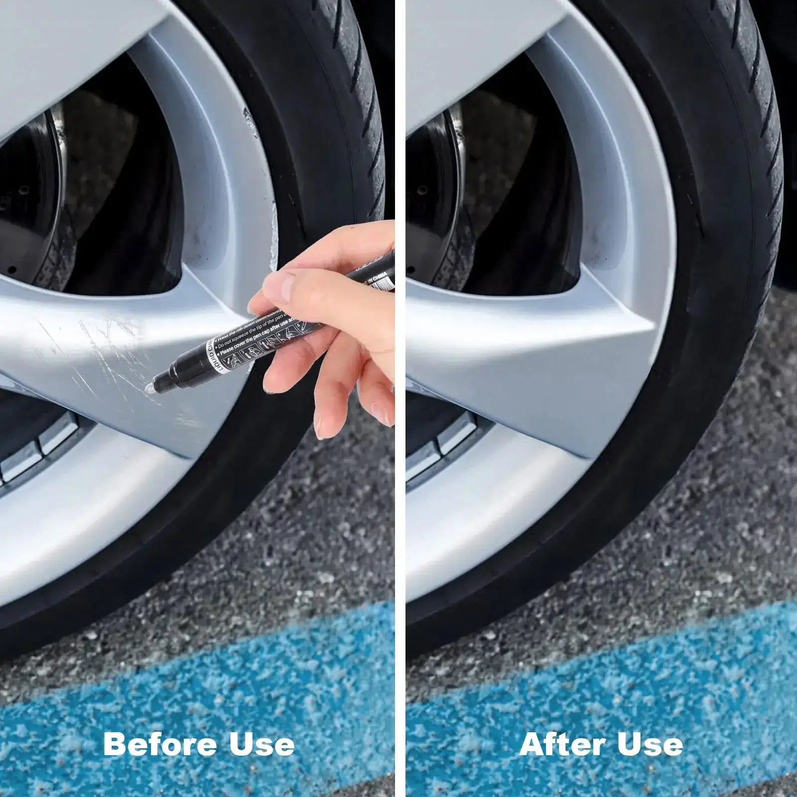 Chrome silver mirror marker pen by Simples Market, 2mm, for DIY reflective car styling on wheel rims.