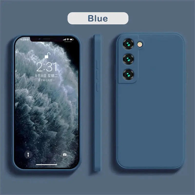 Blue liquid silicone case for Samsung Galaxy smartphones