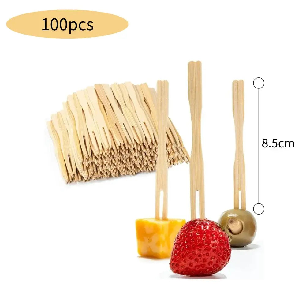 100 Pcs Natural Bamboo Skewers Disposable BBQ Sticks For Kabob Fruit Cocktail Camping Party Grilling Tools