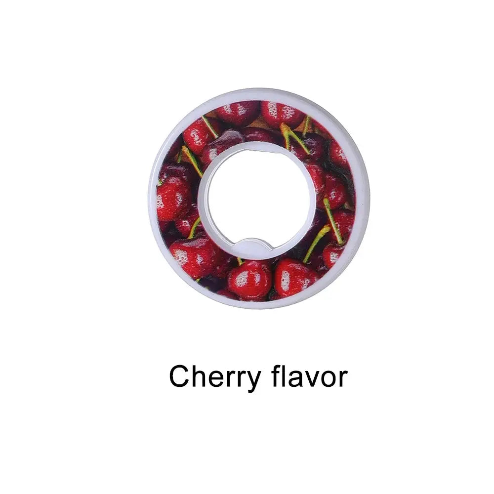 Air flavor pod ring for water bottles; cherry flavor with circular cherry-pattern design