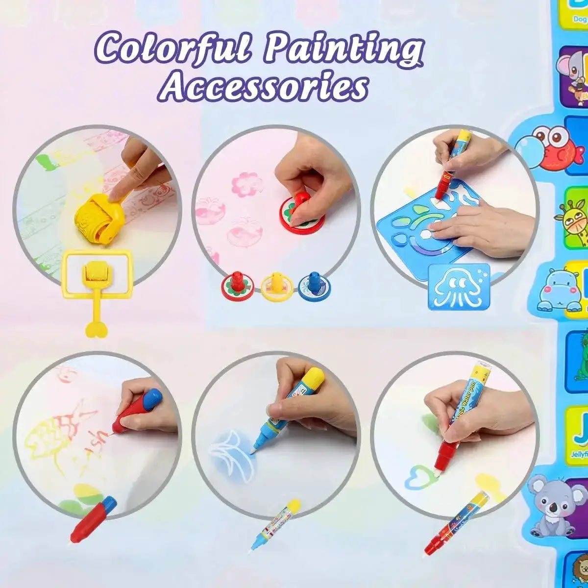 100x80CM Magic Water Drawing Mat Reusable Doodle Board Montessori Educational Toy for Kids Gift
