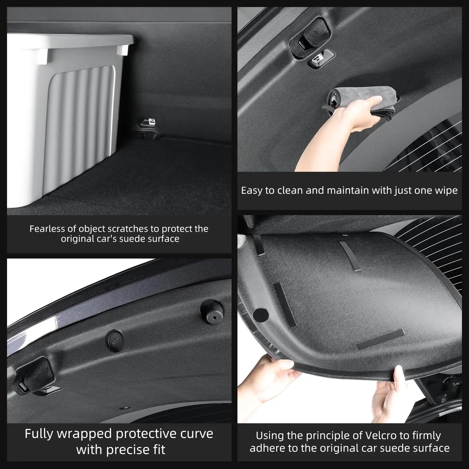 Tesla Model Y Juniper trunk mats by Simples Market; black textured rear trunk protective pad