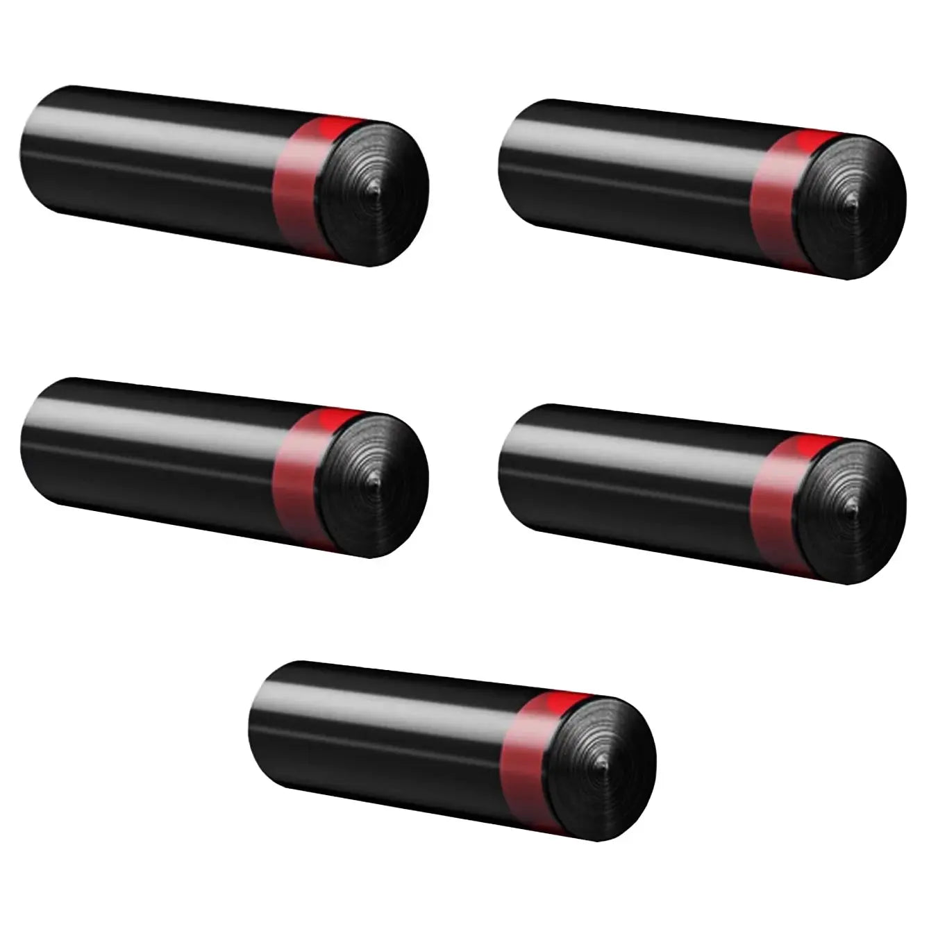 Simples Market trash bag rolls, black thick bags with red band, set of 5