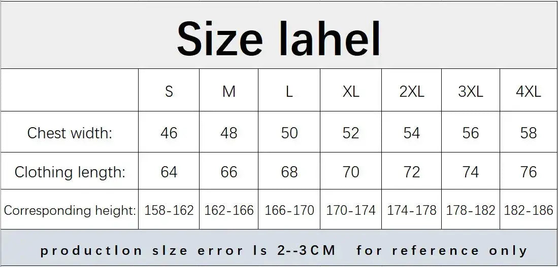 Simples Market polo shirt size chart with chest width, clothing length and corresponding height for S to 4XL